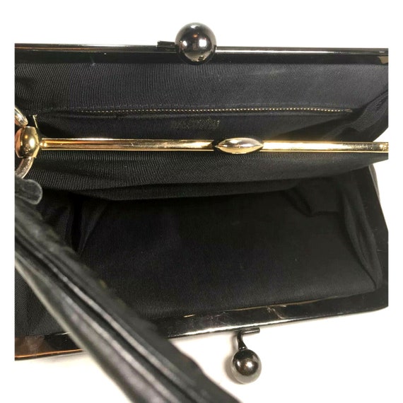 Margolm Vintage Black Faux Leather Kisslock Handb… - image 3