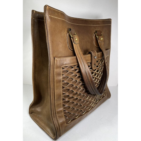 Bonnie Cashin for Meyers Vintage Brown Lattice Leather Tote Shoulder Bag - Rare