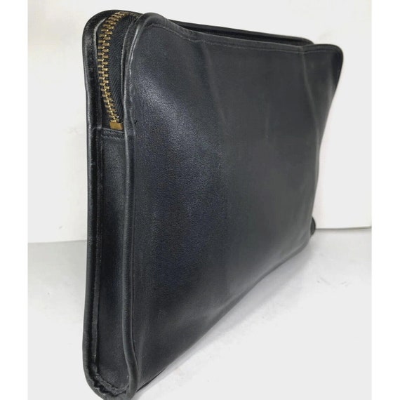 Laura USA Vintage Black Leather Zip Attache - image 7