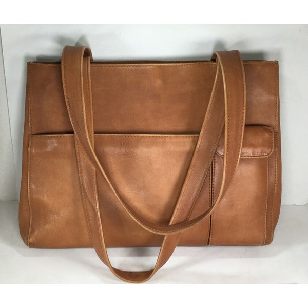 G.H. Bass & Co Vintage Brown Leather Briefcase Tote Bag - Distressed