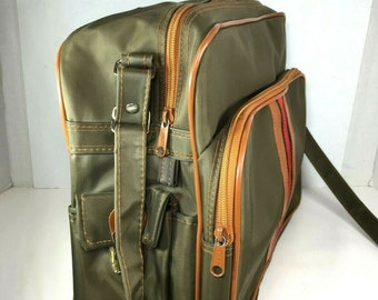 Sac De Voyage Vintage Mr Roberts - Vert Olive - Années 70 - Cabine - Occasion