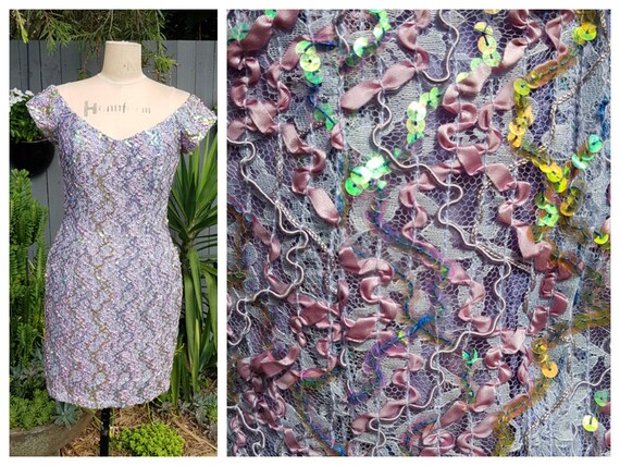Small 1980's Vintage Mermaid Unicorn Sequin Cap Sl