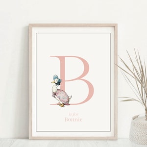 Initial Nursery Print, Jemima Puddleduck, Personalised Baby Girl Decor ...