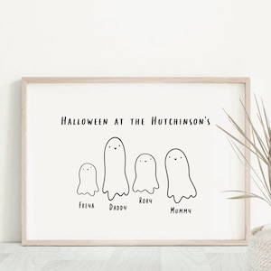 Personalised Family Ghost Print, Cute Halloween Decor