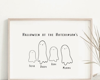 Personalised Family Ghost Print, Cute Halloween Decor