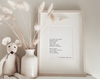 Impresión de Peter Pan, cita de J. M. Barrie