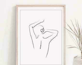 Female Outline Print, Modern Line Drawing