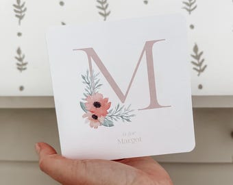 New Baby Floral Initial Card