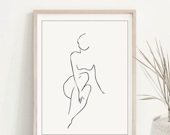 Abstract Sitting Female Outline Print