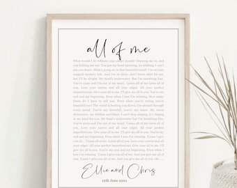 First Dance Song, Lyric Print, Wedding Song Poster