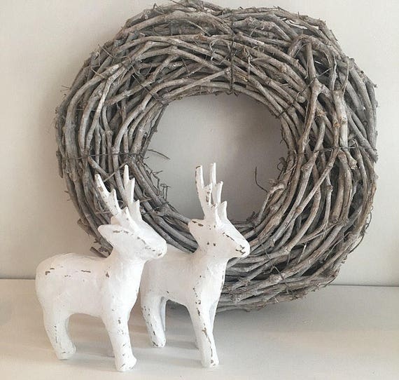 White Reindeer Decor Rustic Christmas Decor Scandi Home Etsy
