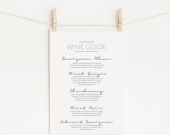 Wine Guide Print, Kitchen Decor