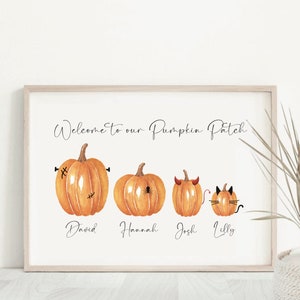 Familie Kürbis Patch, Halloween Herbst Dekor, personalisierte Herbst Poster