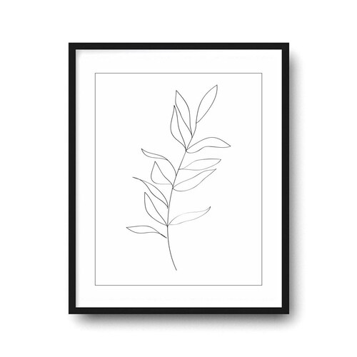 Black and White Art Plant Print Wall Decor Minimalist Etsy