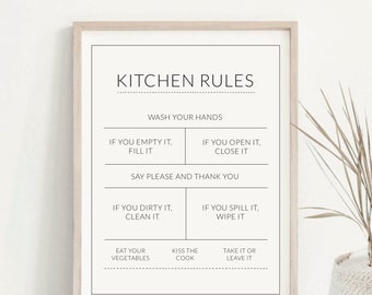 Kitchen Rules Sign, Kitchen Decor, Kitchen poster, Kitchen Print