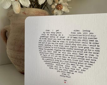 When I’m 64 lyrics card, The Beatles gift