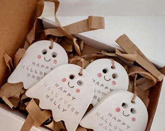 Personalised Clay Hanging Ghosts, Cute Halloween Decor