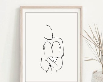 Abstract Sitting Female Outline Print