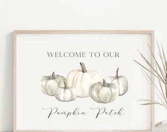 Neutral Pumpkin Patch Print, Autumn Decor