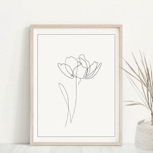 Desenho de flor, pôster de arte botânica minimalista