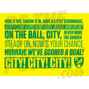 Norwich City FC Chant Poster - Officially Licensed Product A4 / A3 / A2  + Framed Option