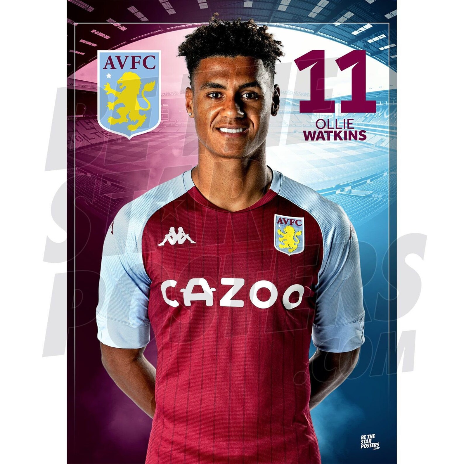 Aston Villa FC Ollie Watkins 20/21 Headshot Poster Officially Etsy