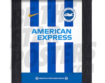 Brighton & Hove Albion FC 21/22 Home Shirt Print - Officially 