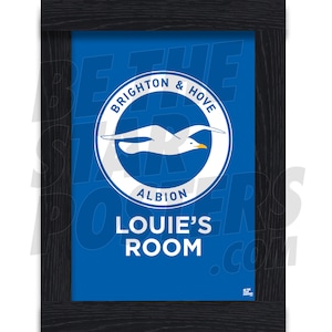 Brighton & Hove Albion FC Personalised Crest Poster - Officially Licensed Product A4/A3 Framed