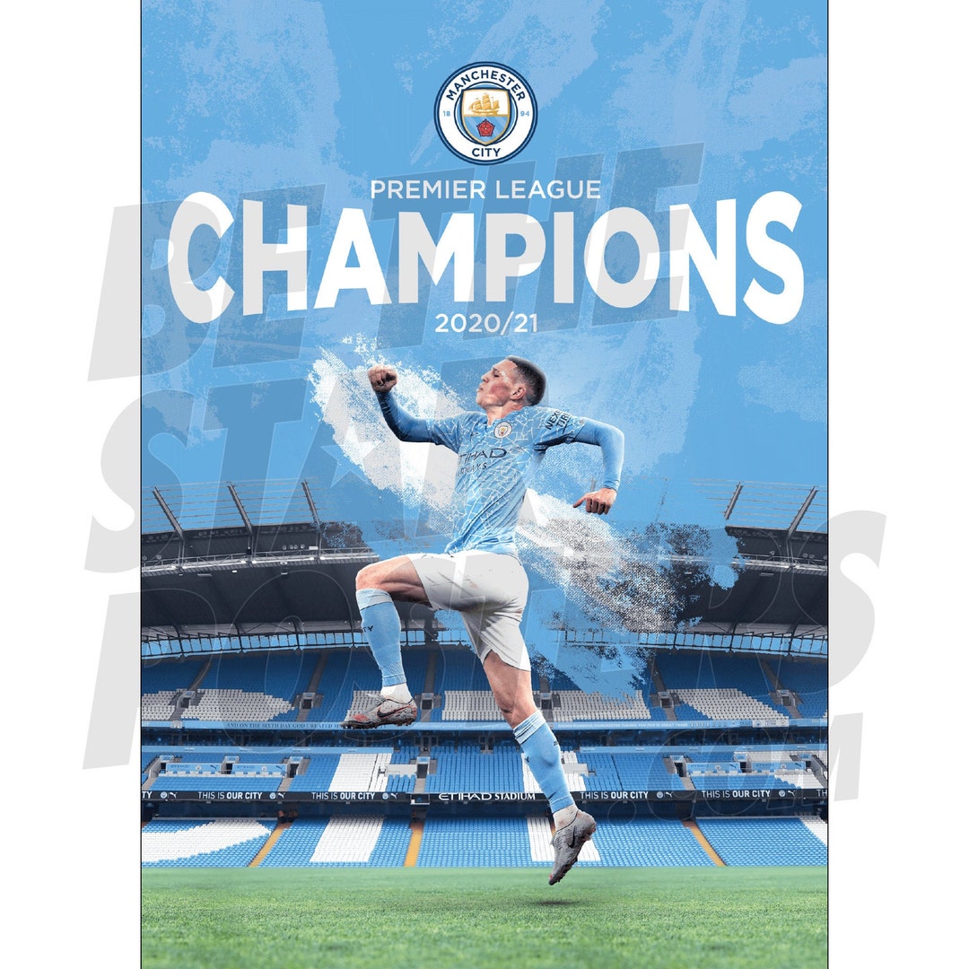 Manchester City FC Phil Foden 20/21 Champions Poster Officially