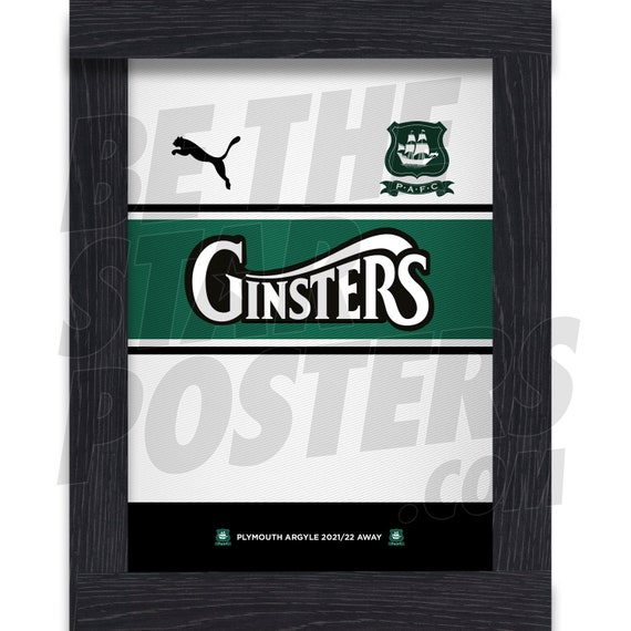 Plymouth Argyle FC 21/22 Away Shirt Print Officially Licensed Product A4  A3 Framed