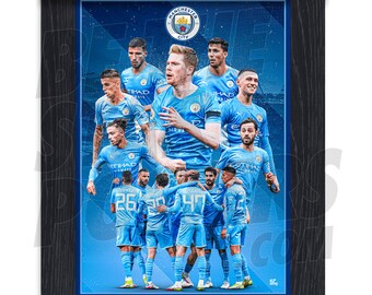 新作ウエア Manchester City FC 21/22 Player Montage Poster - Officially スポーツ選手