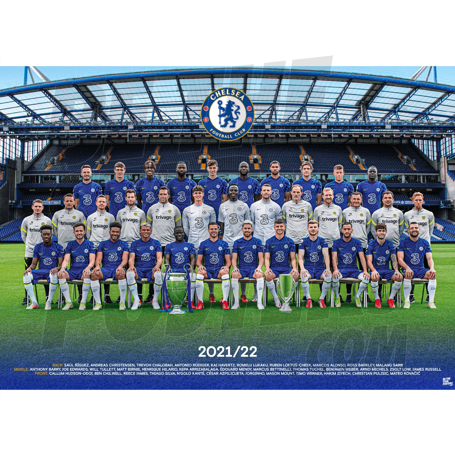 Chelsea FC 21/22 Squad Poster Licensed Product A4 - Etsy Denmark