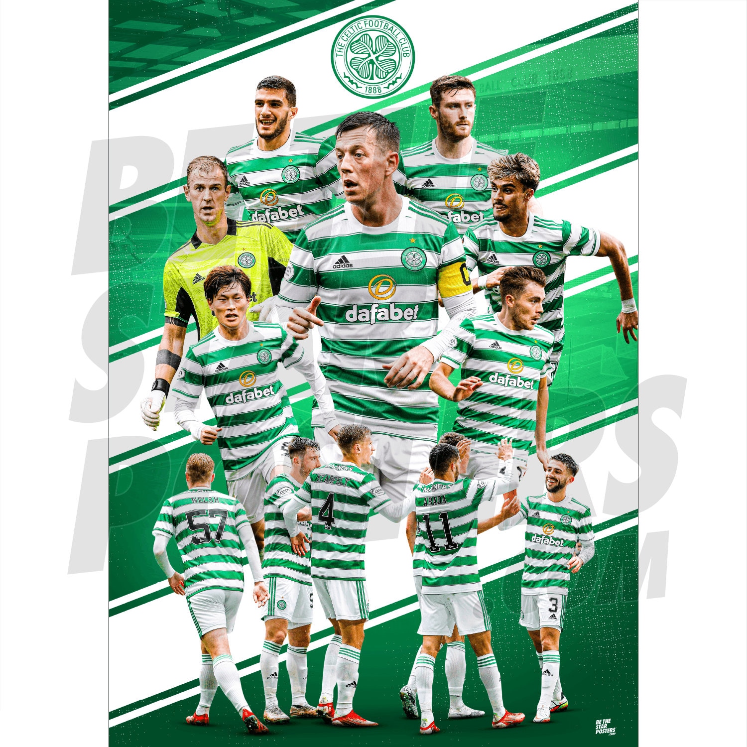 Celtic FC Player Montage 21/22 Squad Poster Officially 