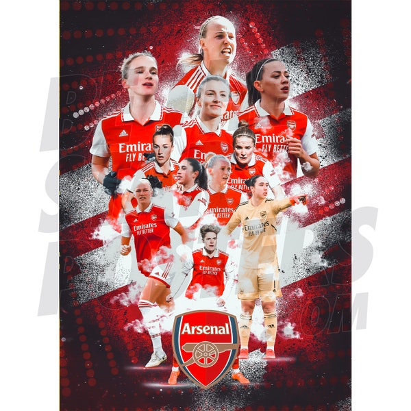 Arsenal FC Women's Squad Montage 22/23 Player Poster - Officially Licensed Product A2 + Framed Option