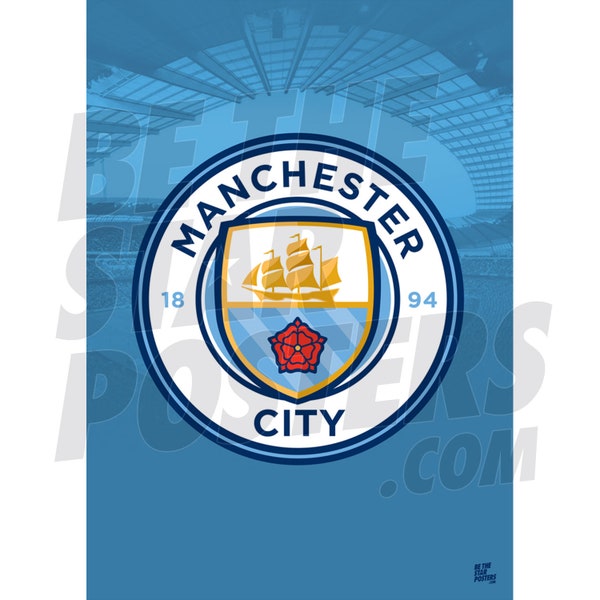 Manchester City FC Crest Poster - Officially Licensed Product A4 / A3 / A2 plus Framed Options