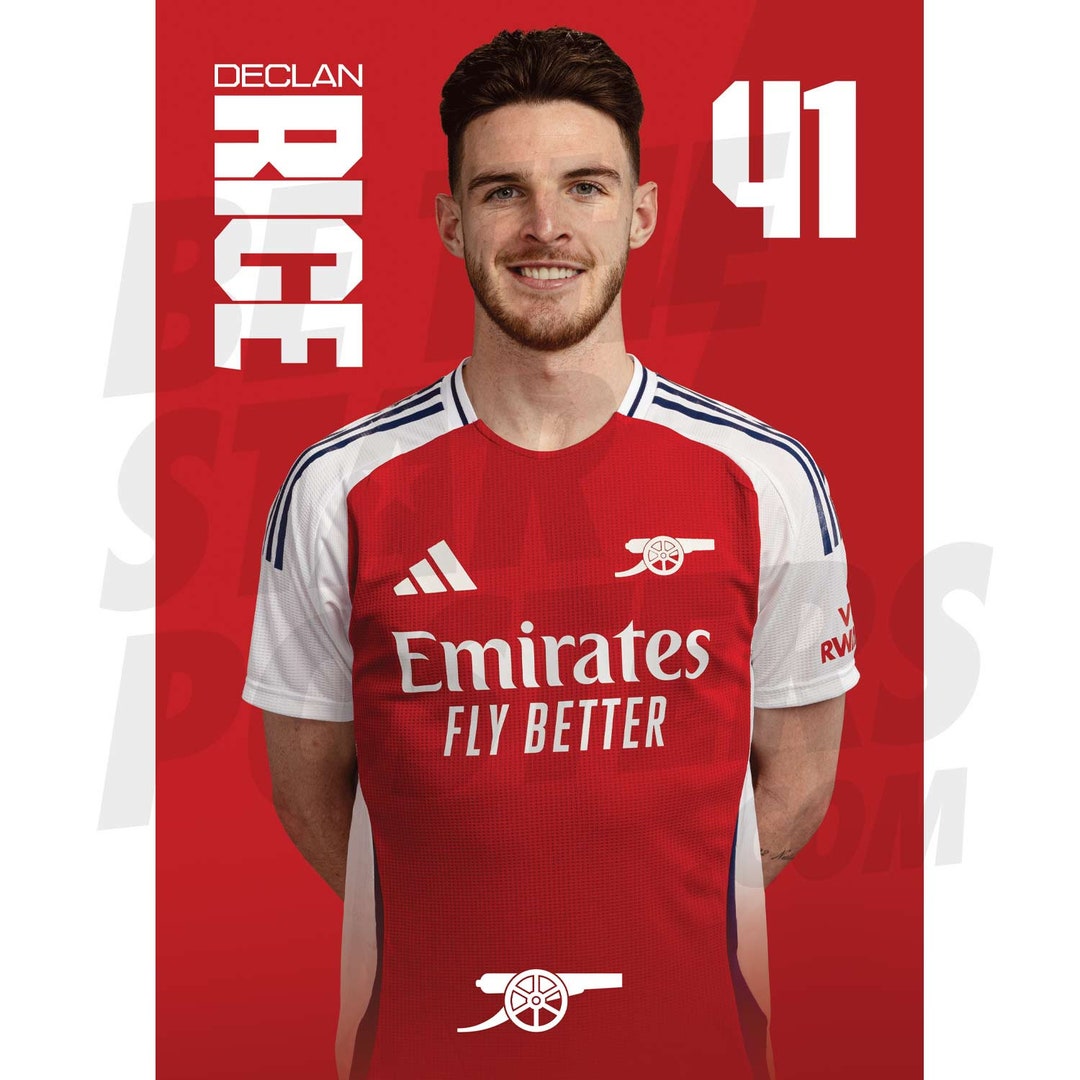 Arsenal FC Rice 24/25 Headshot Poster - Officially Licensed Product - Etsy