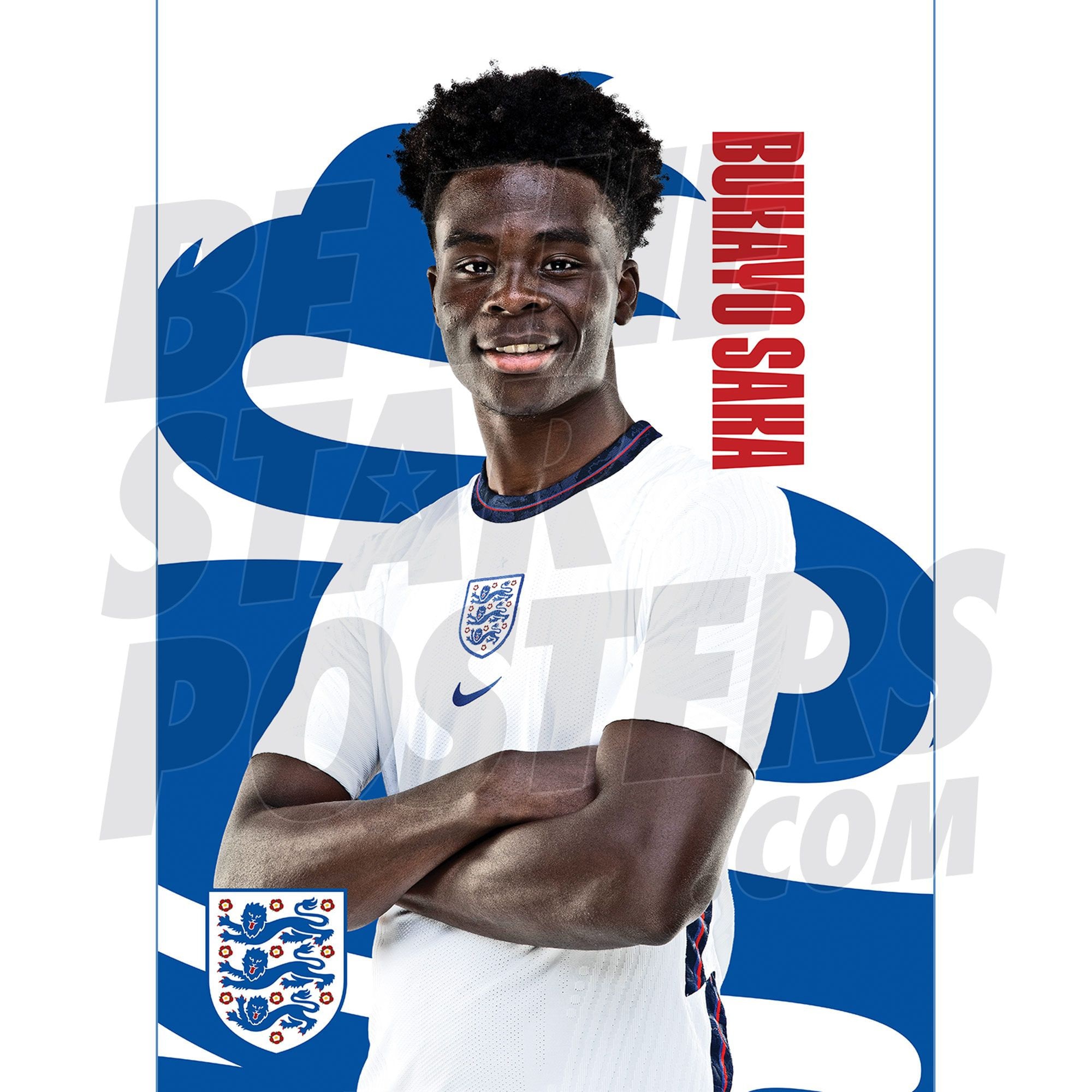 England Men's Football Team Bukayo Saka 20/21 Headshot Etsy UK