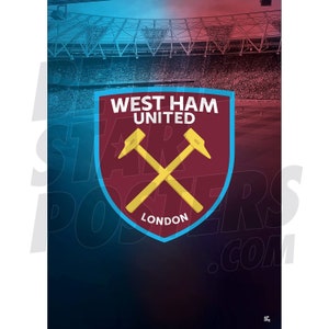 West Ham United FC 125th Anniversary Gold Text Crest Poster