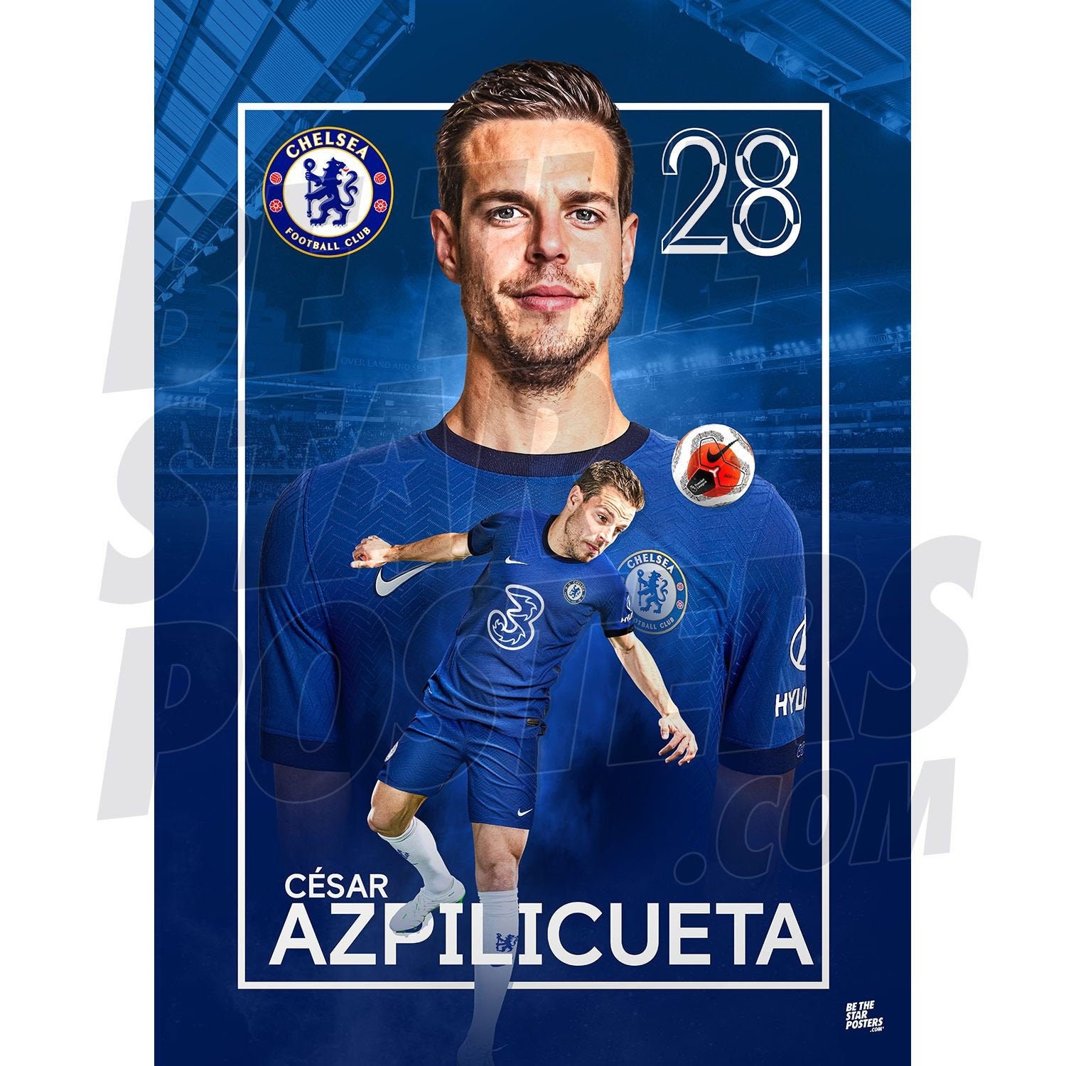 Chelsea FC Cesar Azpilicueta 20/21 Action Poster Officially - Etsy