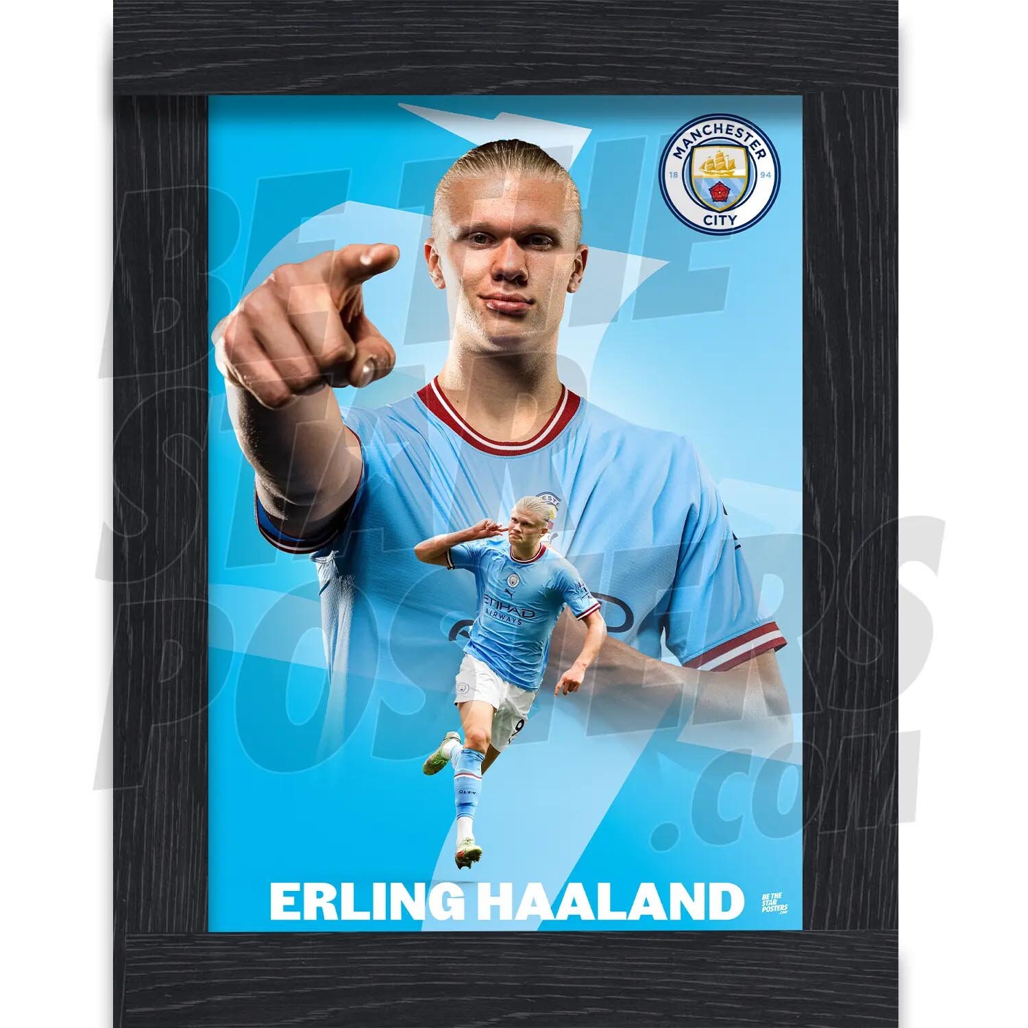 Manchester City スターリング ポスター（額縁付き） Manchester City FC 21/22 Champions Montage Poster