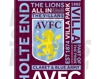 Aston Villa FC Word Poster