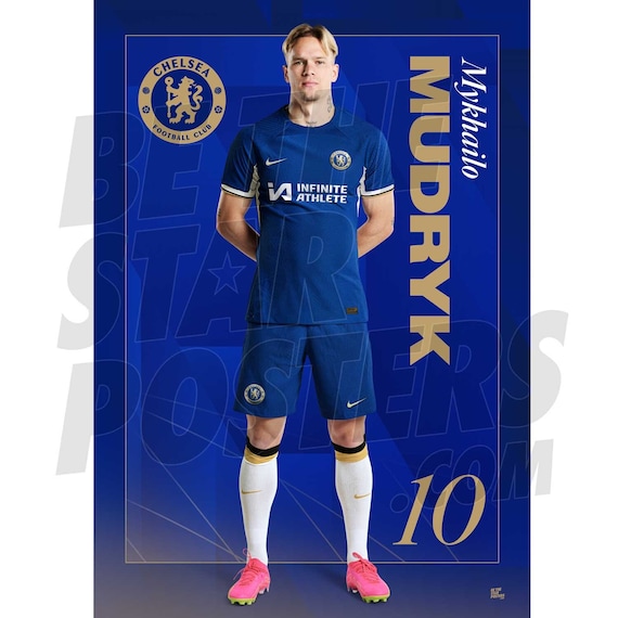 Chelsea FC Mudryk 23/24 Headshot Poster - Officially Licensed