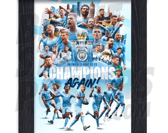 Manchester City FC 21/22 Champions Montage Poster