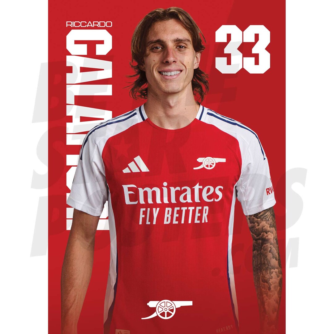Arsenal FC Calafiori 24/25 Headshot Poster - Officially