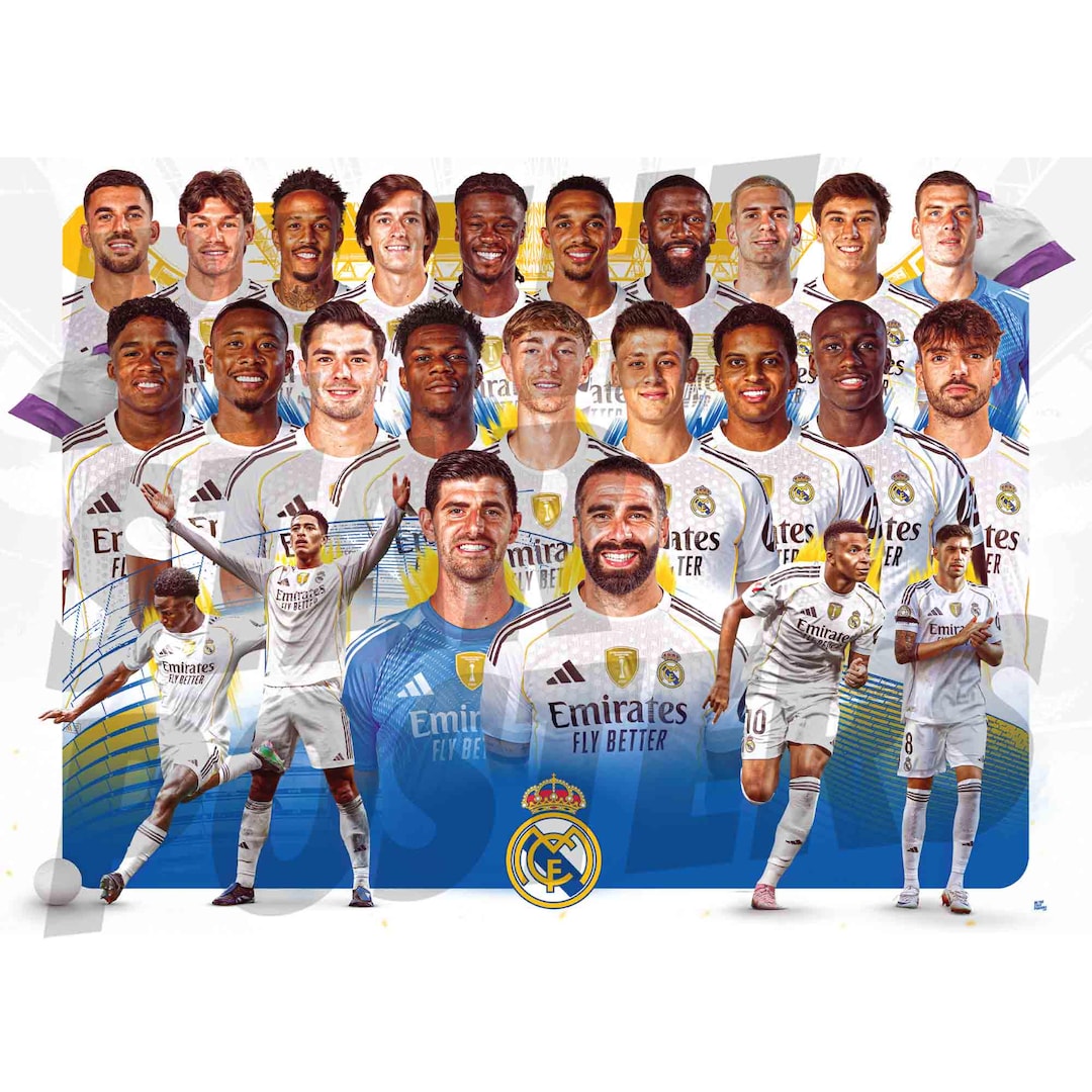 Official Real Madrid CF 25/26 Squad Player Montage Poster | Licensed ...