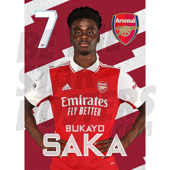 Arsenal FC Saka 22/23 Headshot Poster - Officially Licensed