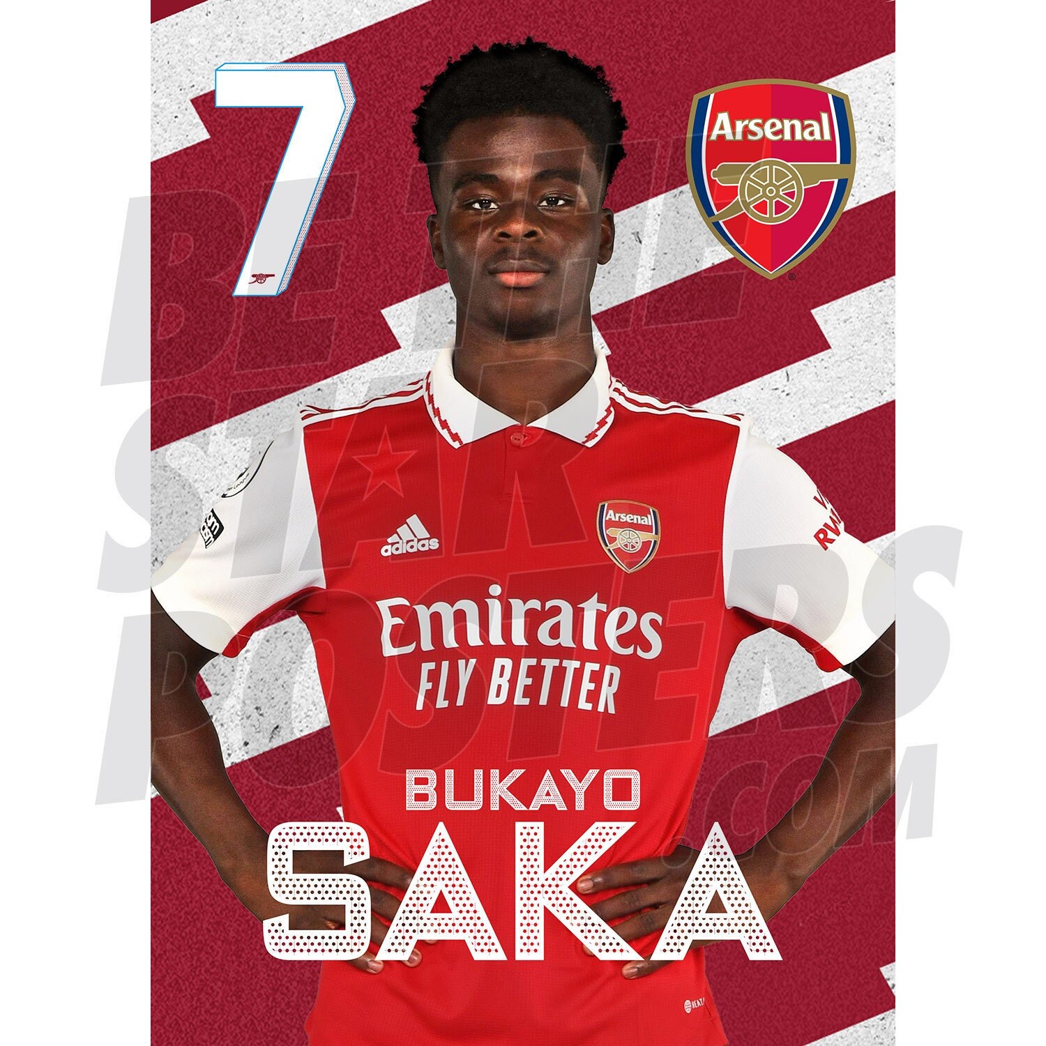 Arsenal FC Saka 22/23 Headshot Poster - Officially Licensed