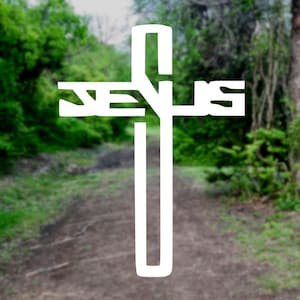 Jesus Cross [PICK COLOR] Christian Vinyl Decal Sticker for Laptop/Car/Truck/Van/Window - Christian Bookstore Supplies
