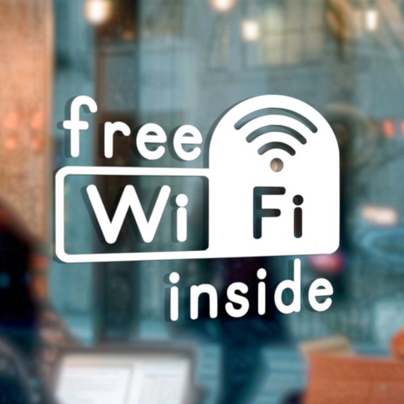 Free Wi Fi sign White reverse Shop cafe Window Vinyl graphics sticker wifi