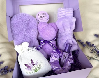 Lavender Sleep Spa Gift Box for Women, Self Care Relaxation Set